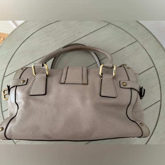 MCM Taupe Leather Satchel Purse, Gold Hardware, Medium Handbag, 12x6, Tote - Picture 3 of 10